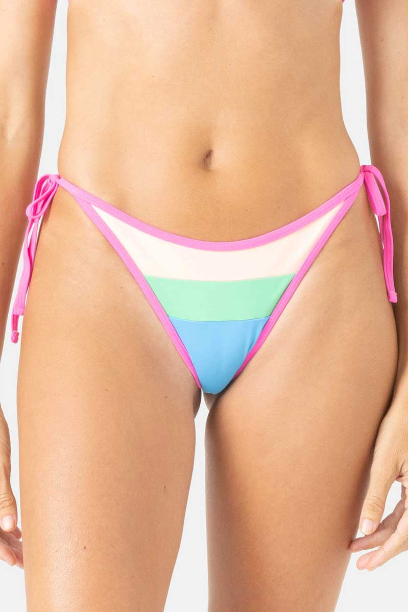 Roxy: Surf City Colorblock Tie Side Cheeky Bikini Bottom