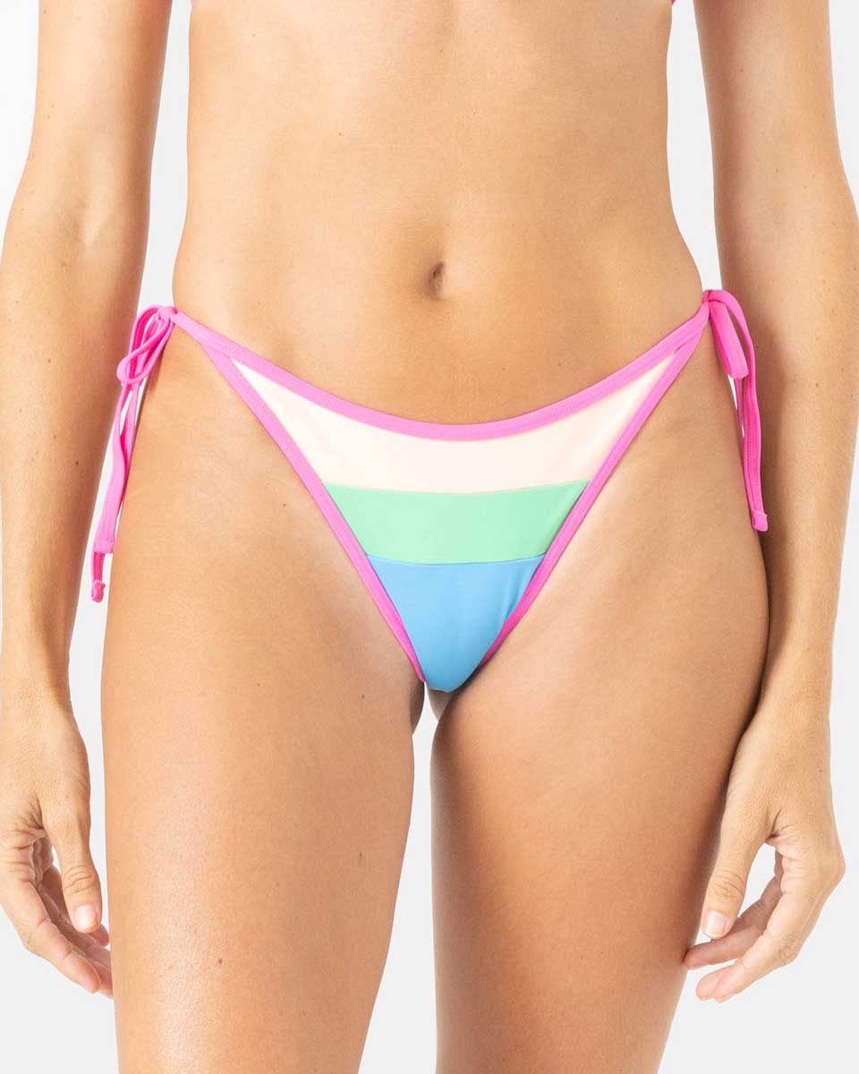 Roxy: Surf City Colorblock Tie Side Cheeky Bikini Bottom