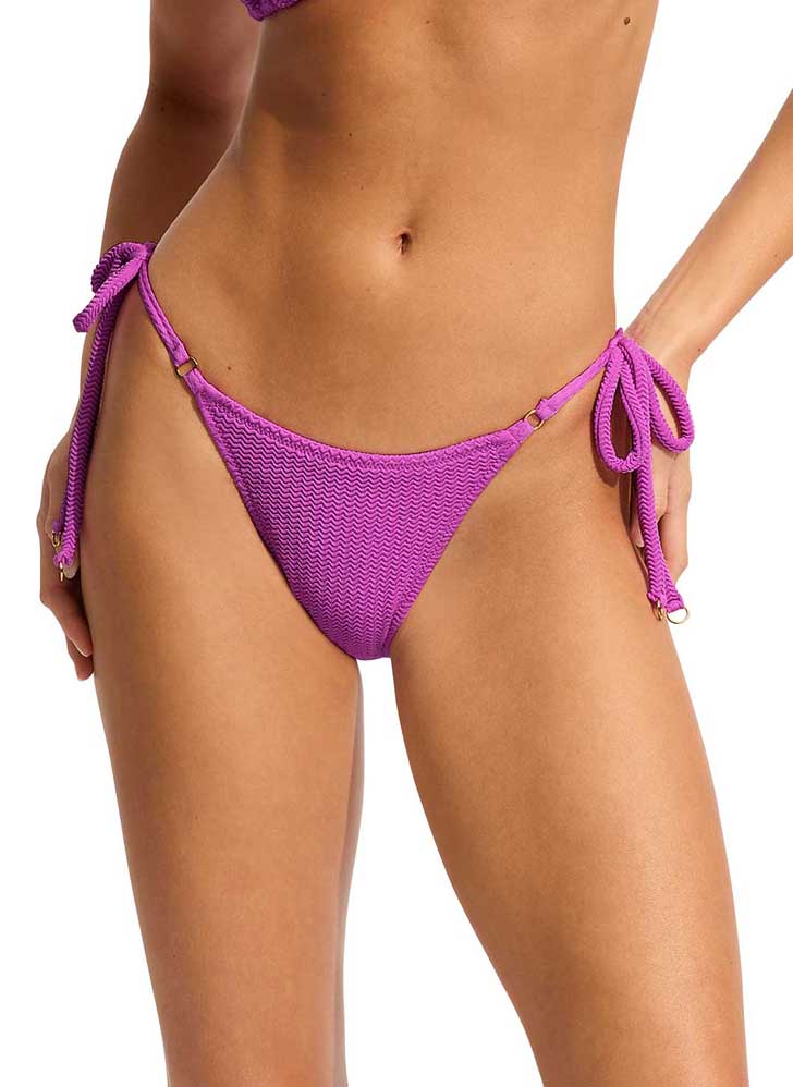 Seafolly: Sea Dive Solid Tie Side Rio Bikini Bottom - VIOLET