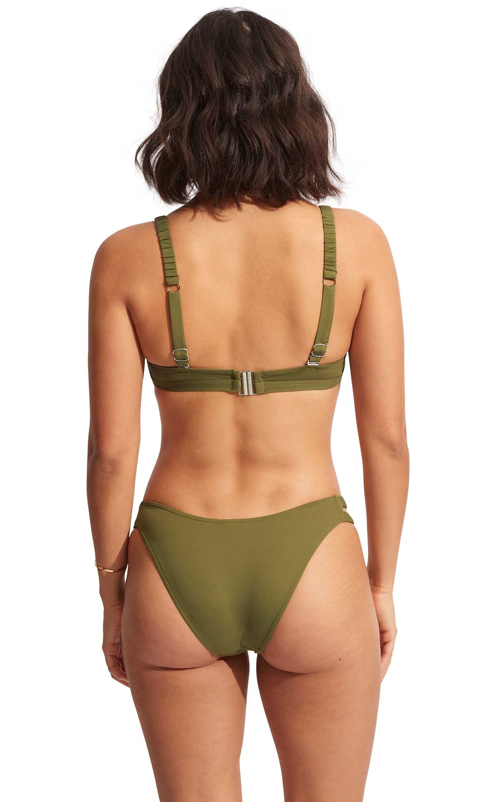 Seafolly: Solid Gathered Strap Bralette Top - AVOCADO