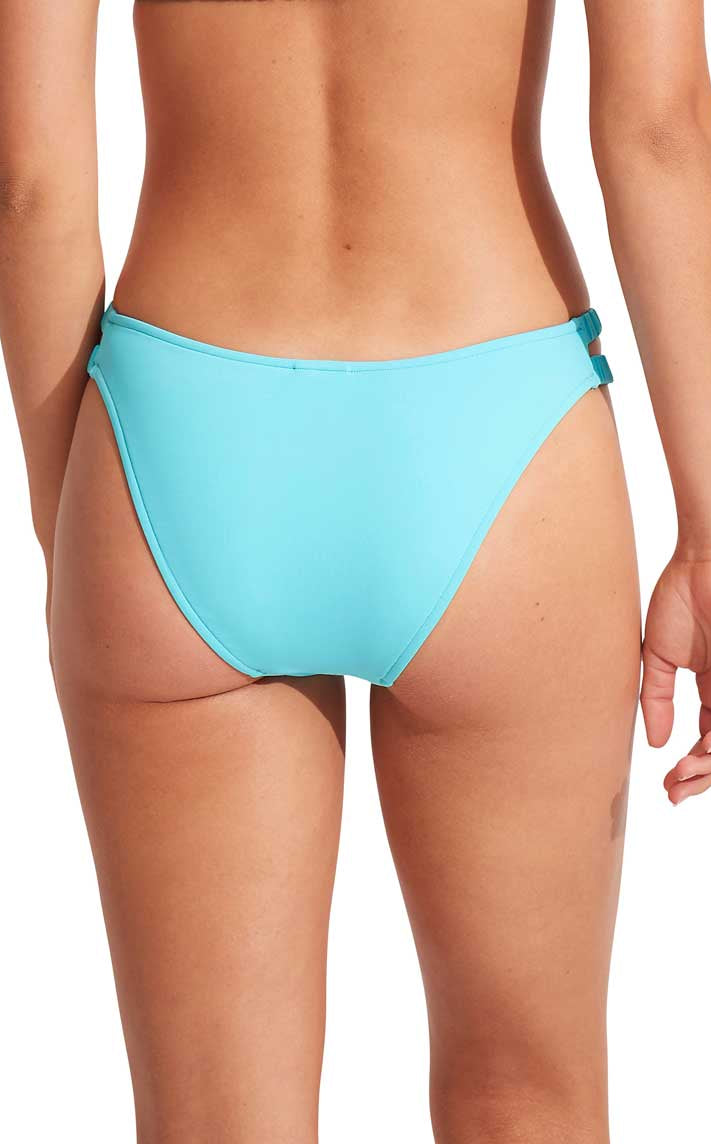 Seafolly: Solid Gathered Tab Skimpy Bottom - AQUA