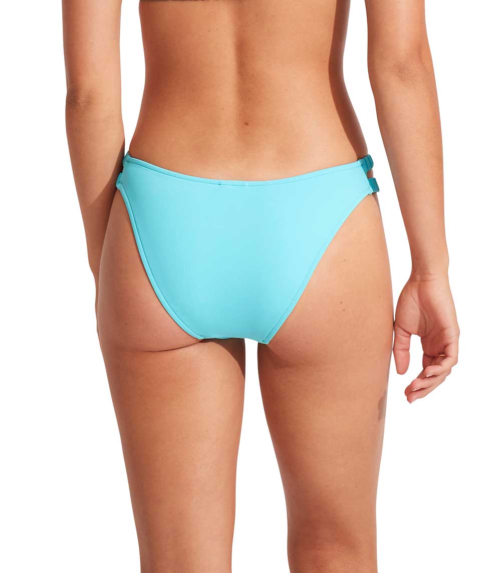 Seafolly: Solid Gathered Tab Skimpy Bottom - AQUA