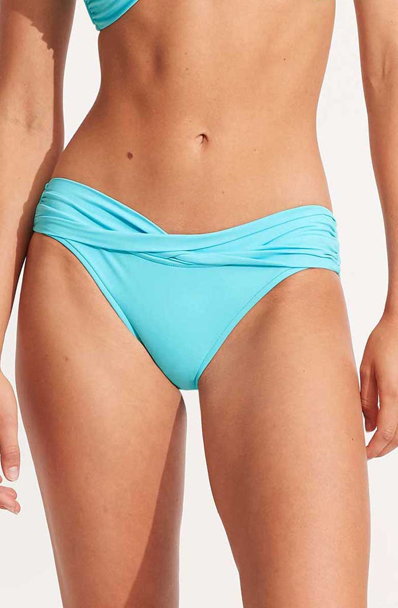 Seafolly: Solid Twist Band Hipster Pant - AQUA