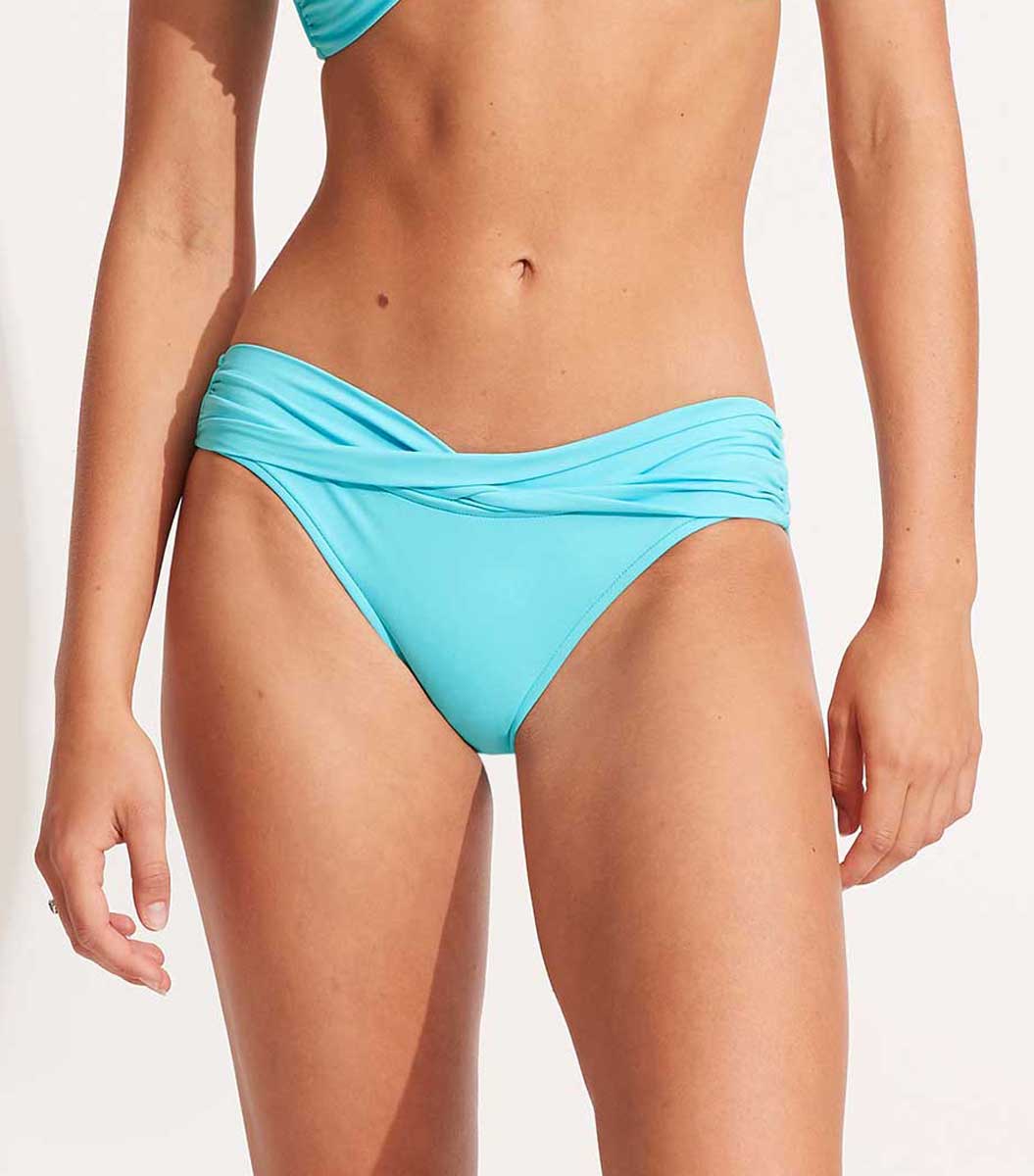 Seafolly: Solid Twist Band Hipster Pant - AQUA