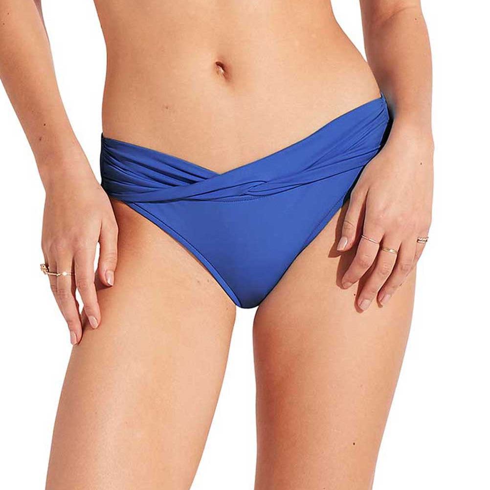 Seafolly: Solid Twist Band Hipster Pant - AZURE