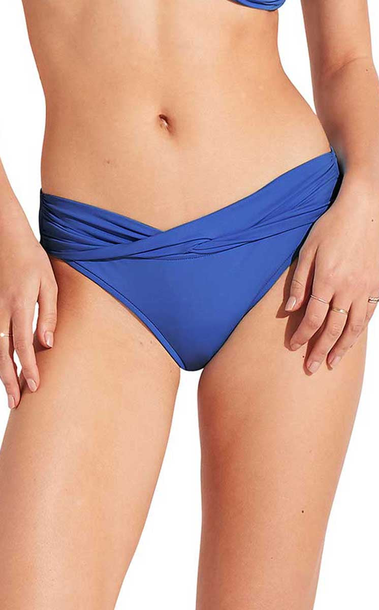 Seafolly: Solid Twist Band Hipster Pant - AZURE