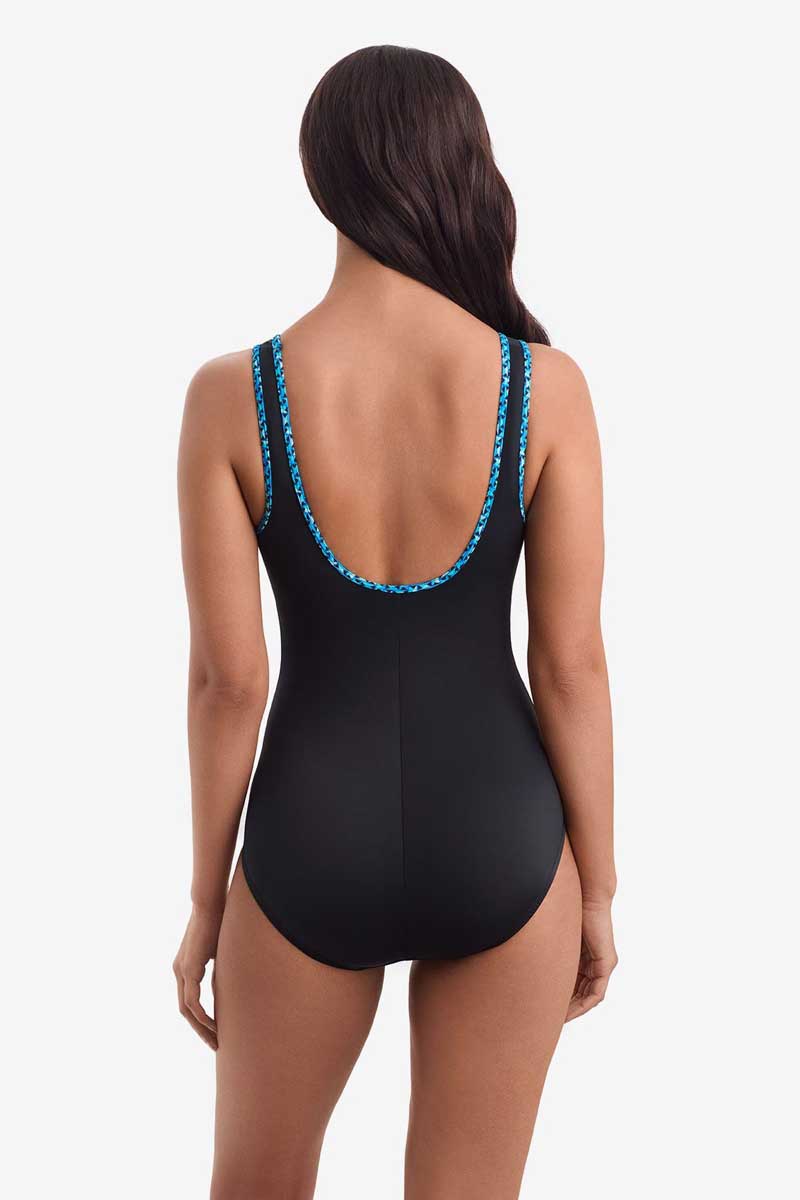 ShapeSolver Sport: One Piece Laser Stars Shirred Zipper Tank