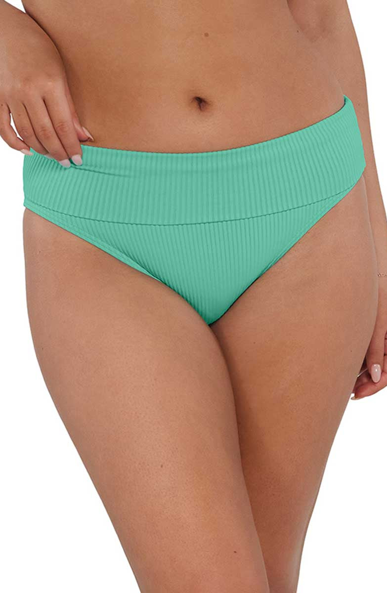 Sunsets: Aqua Mist Sandbar Ribbed Hannah High Waist Bottom