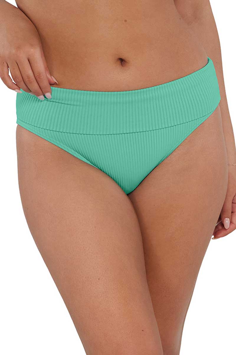 Sunsets: Aqua Mist Sandbar Ribbed Hannah High Waist Bottom
