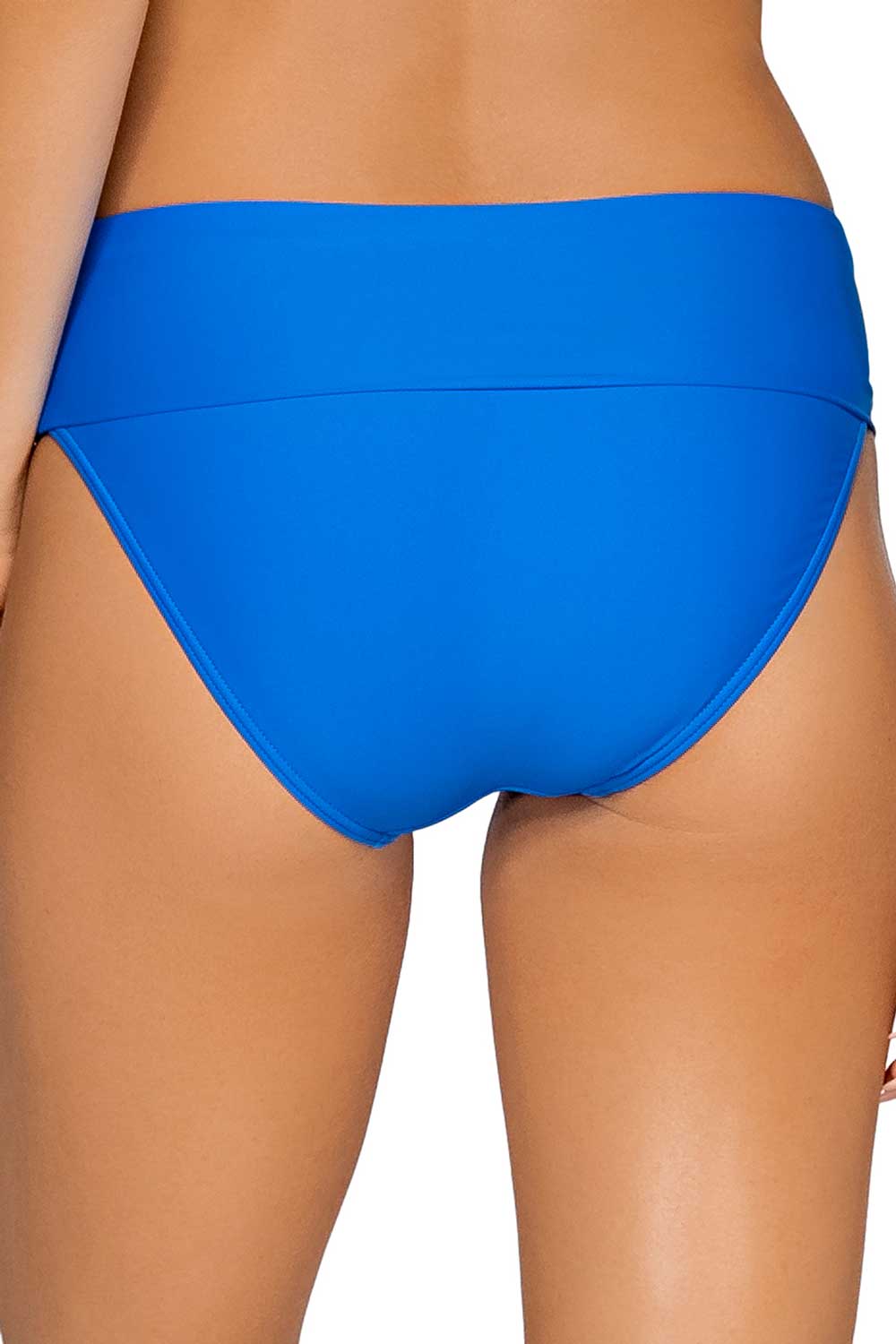 Sunsets: Electric Blue Hannah Foldover High Waist Bikini Bottom