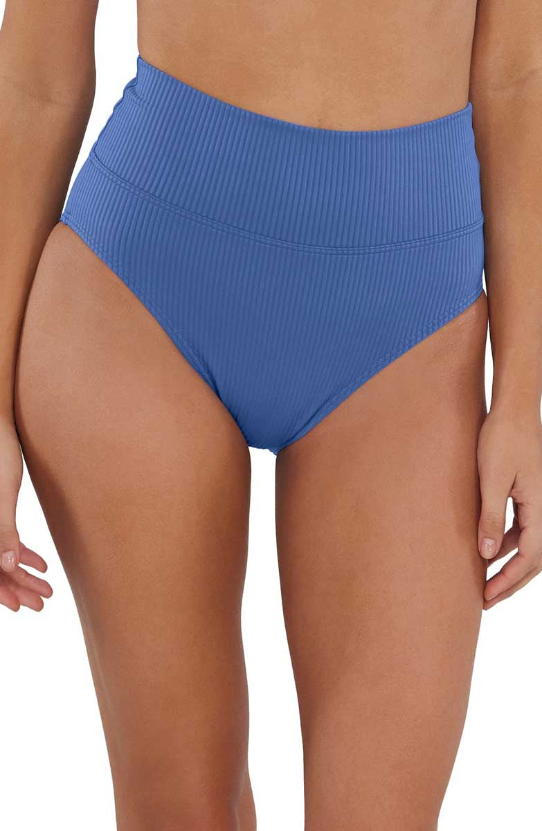 Sunsets: Harbor Blue Sandbar Rib Hannah High Waist Bottom