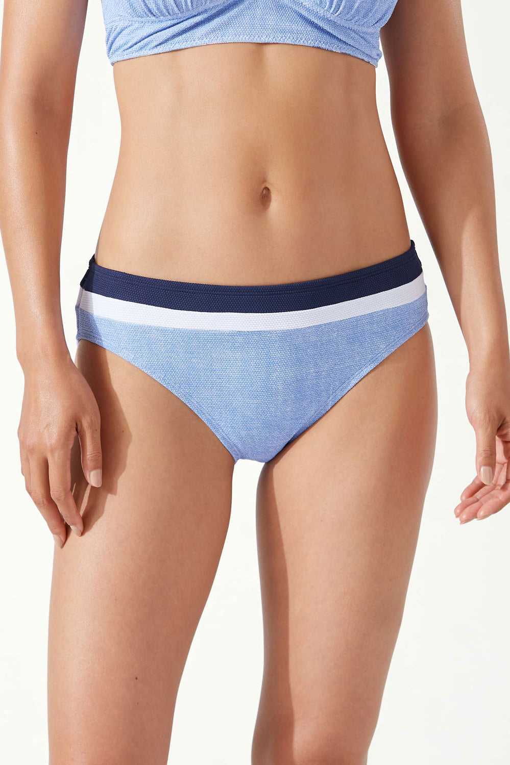 Tommy Bahama: Island Cays Colorblock Hipster Bikini Bottom - BLU HTHR