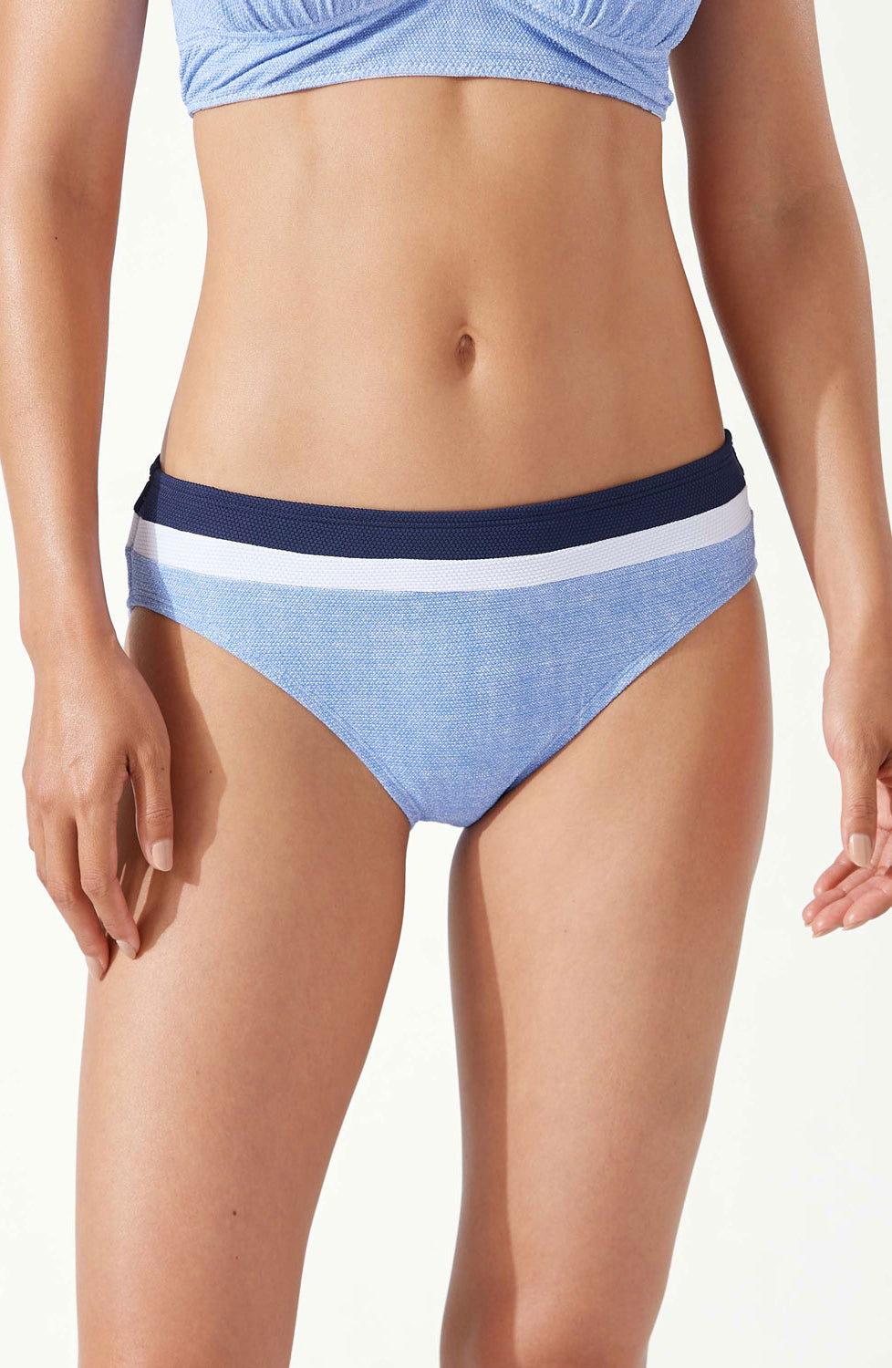 Tommy Bahama: Island Cays Colorblock Hipster Bikini Bottom - BLU HTHR