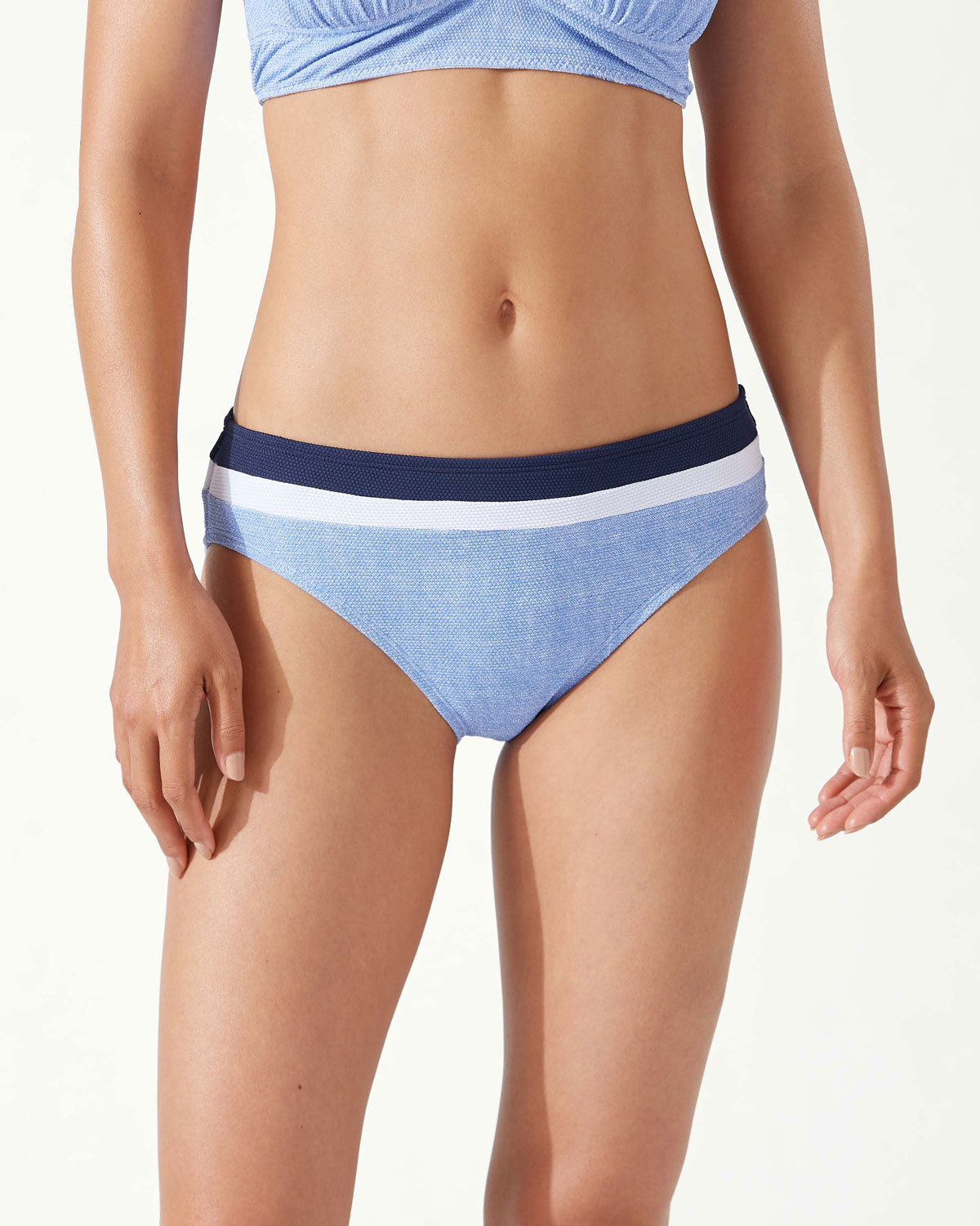 Tommy Bahama: Island Cays Colorblock Hipster Bikini Bottom - BLU HTHR
