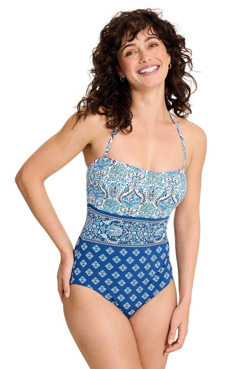 Tommy Bahama: One Piece Noble Pineapple Bandeau Swimsuit