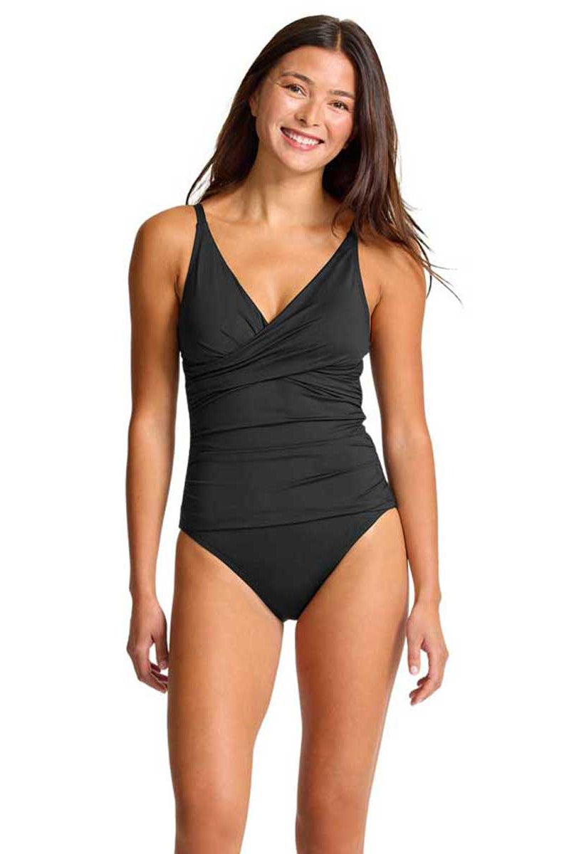 Tommy Bahama: One Piece Pearl Cross Front V-Neck Swimsuit
