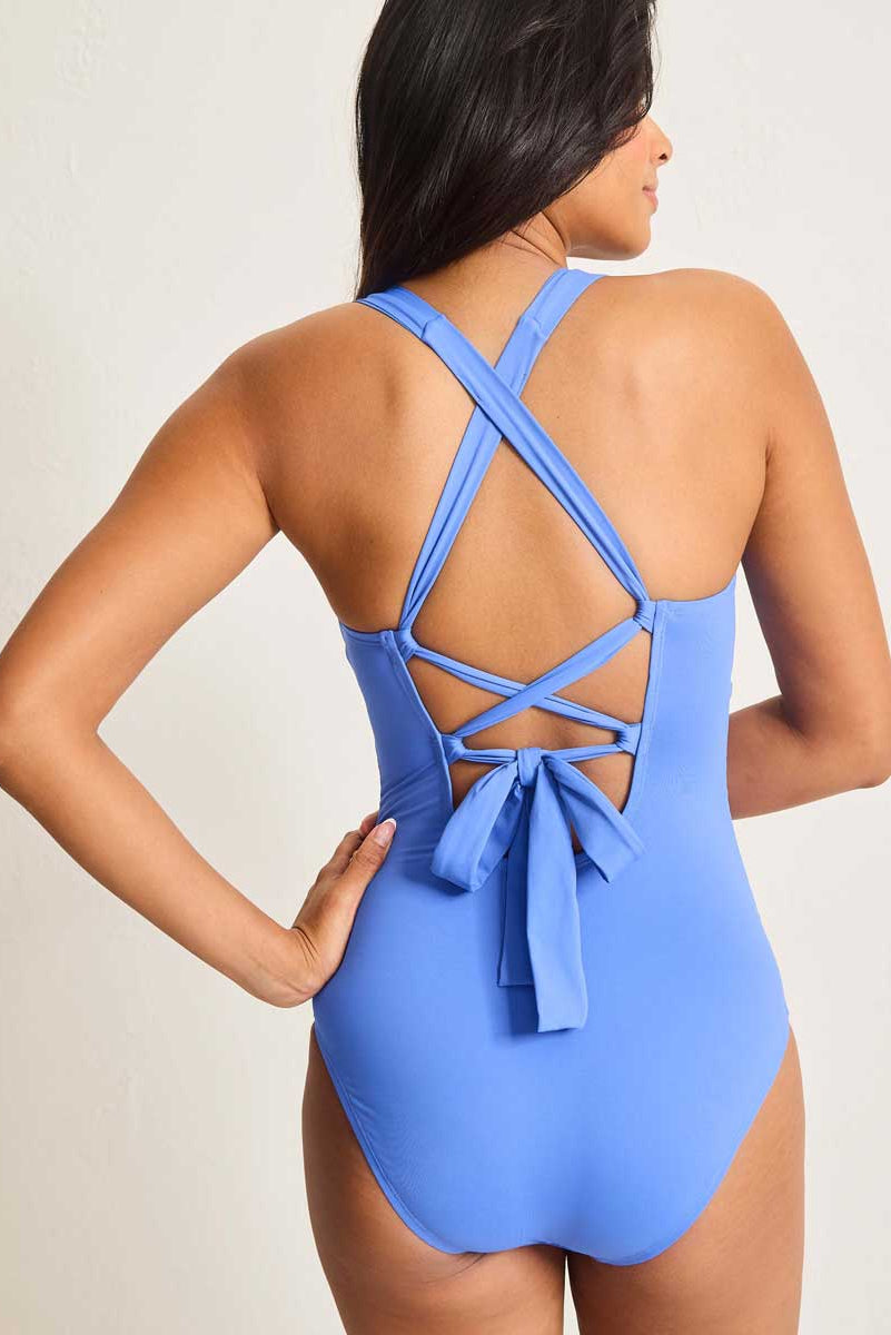 Tommy Bahama: One Piece Pearl Solid V-Neck Mio Swimsuit