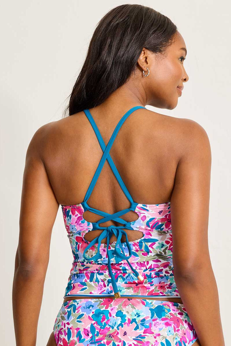 Tommy Bahama: Watercolor Floral Reversible Halter Tankini Top