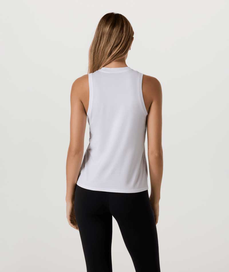Vuori Women's Energy Long Tank Top in White, alternate view
