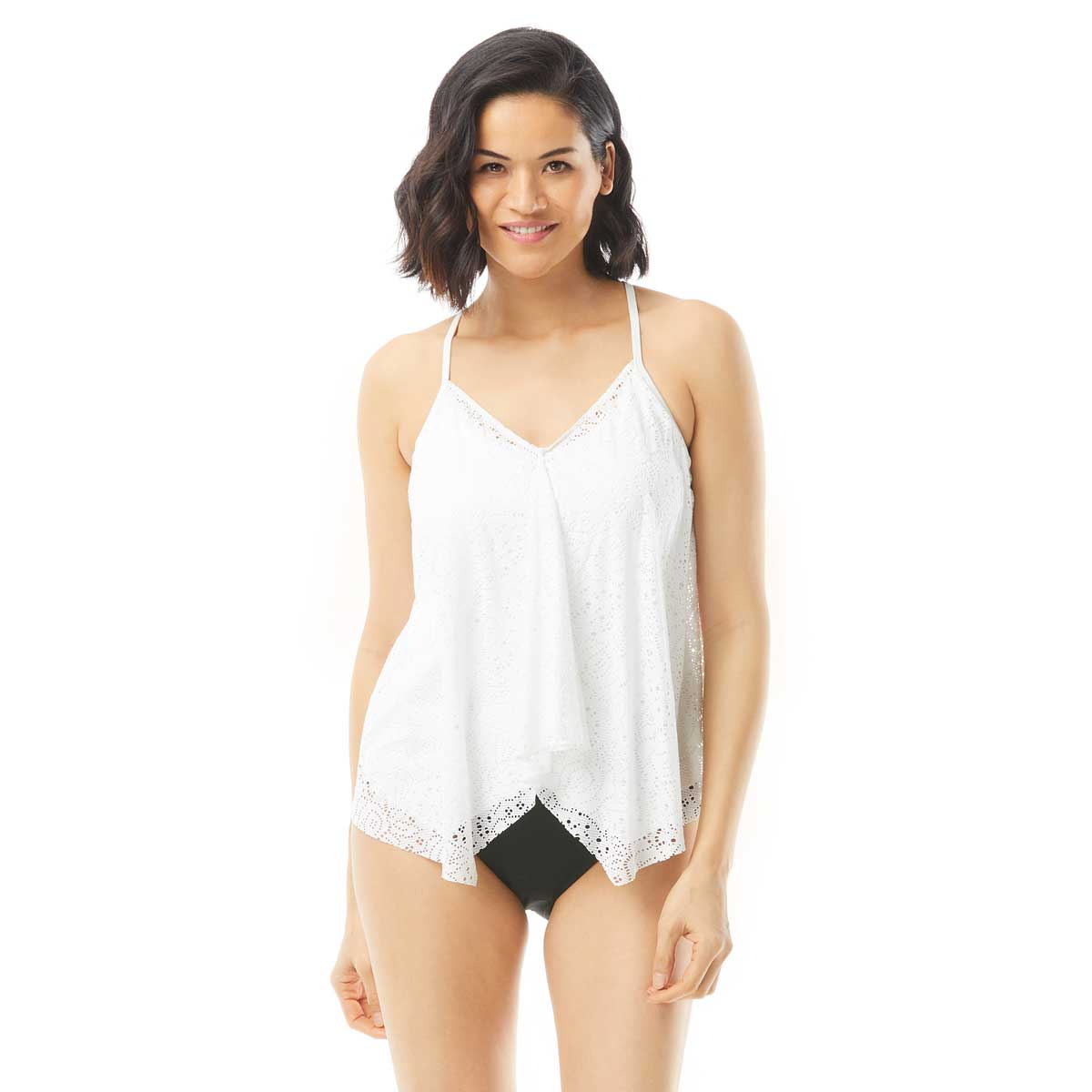 Beach House: Crochet Soleil Kerry Layer Tankini Top - WHITE