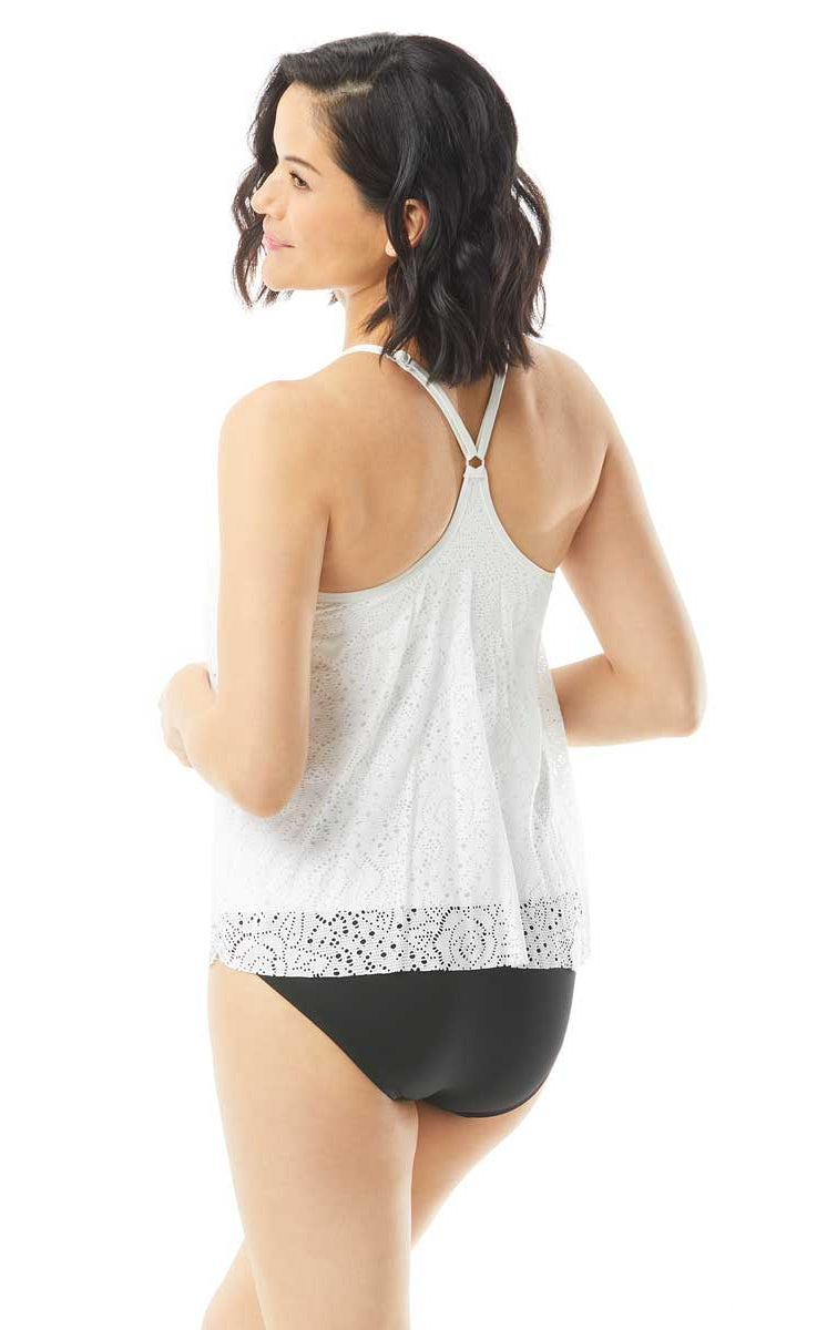 Beach House: Crochet Soleil Kerry Layer Tankini Top - WHITE
