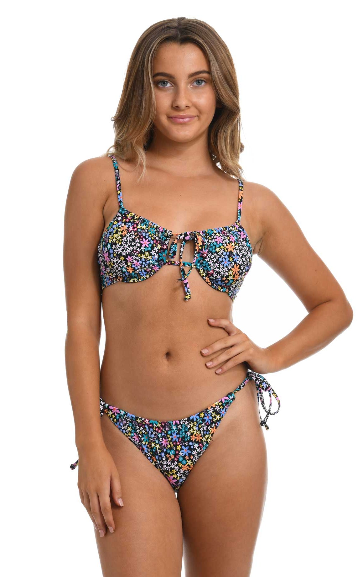 Hobie: Dainty Ditsy Front Tie Underwire Bra
