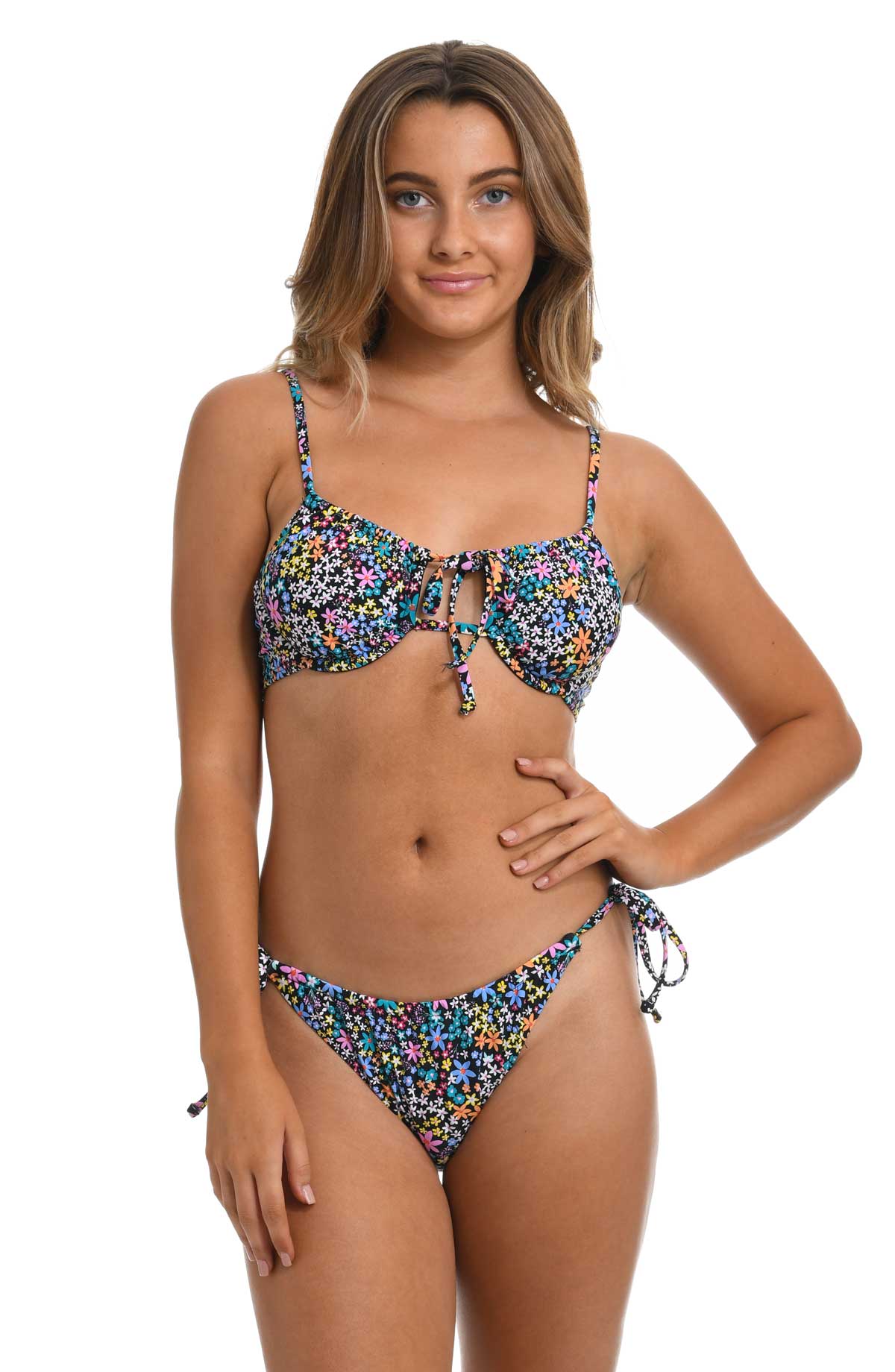 Hobie: Dainty Ditsy Front Tie Underwire Bra