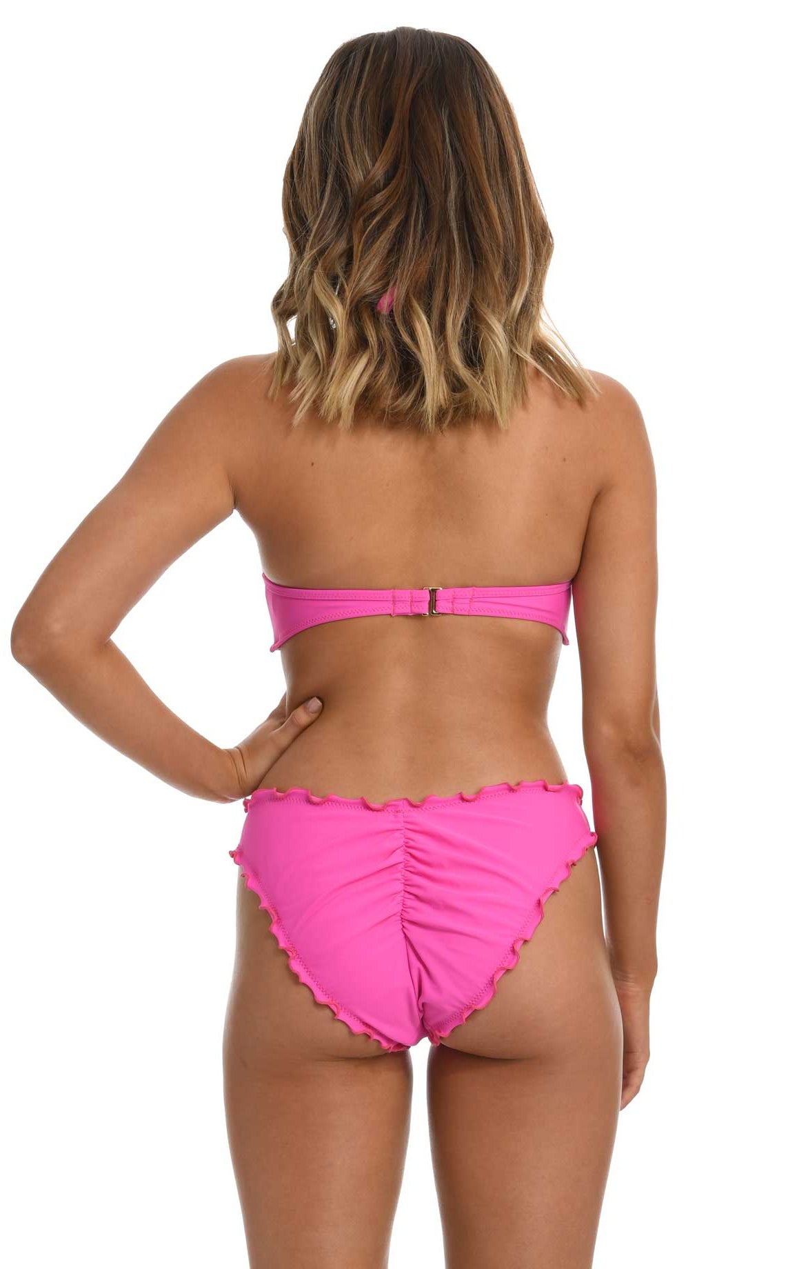 Hobie: Solids Push Up Ruffled Underwire Bra - HOT PINK