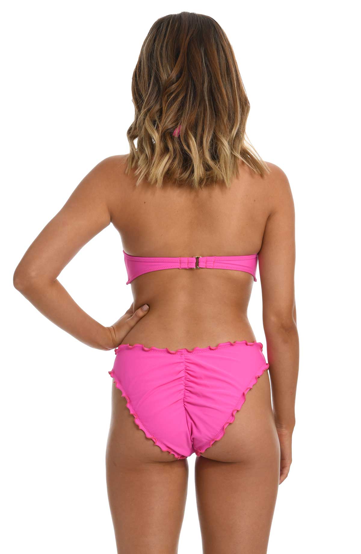 Hobie: Solids Push Up Ruffled Underwire Bra - HOT PINK