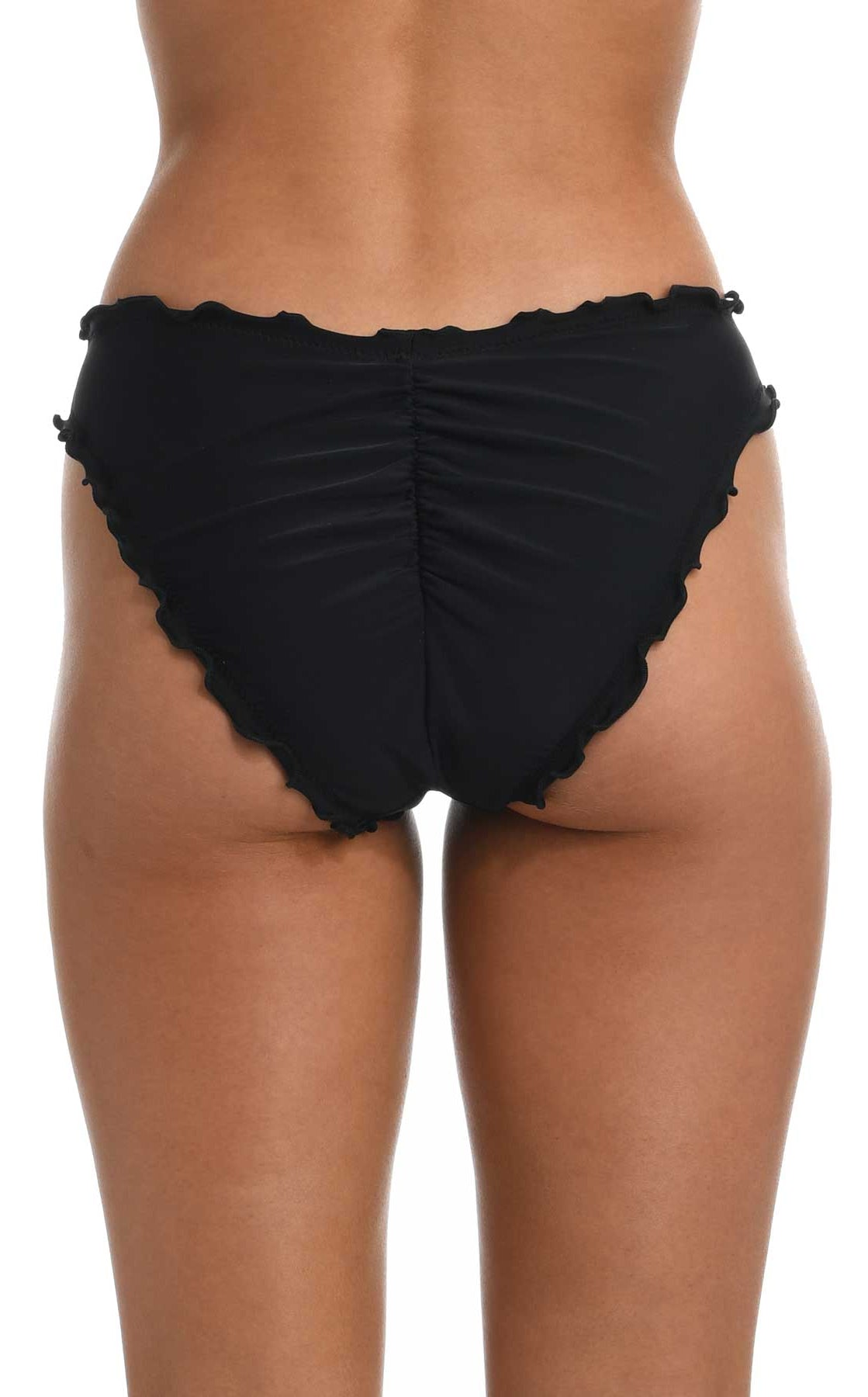 Hobie: Solids Ruffled Hipster Pant - BLACK