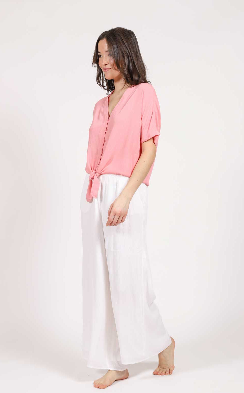 Koy Resort: Miami Tie Front Top - PEONY