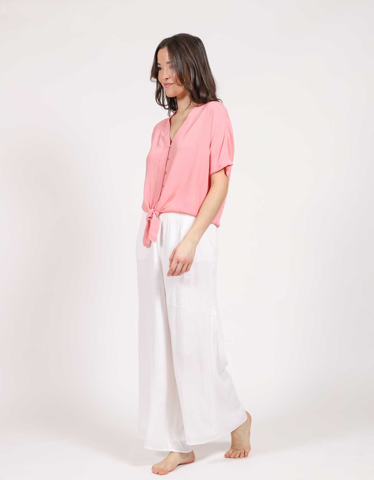 Koy Resort: Miami Tie Front Top - PEONY