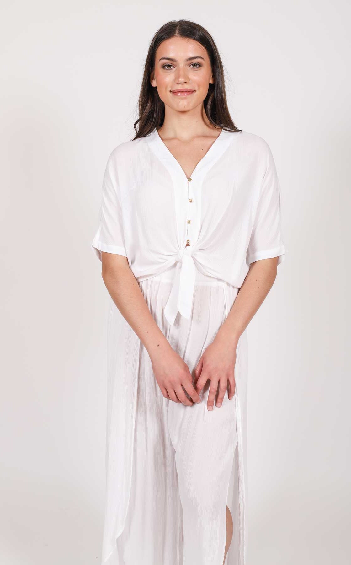 Koy Resort: Miami Tie Front Top - WHITE