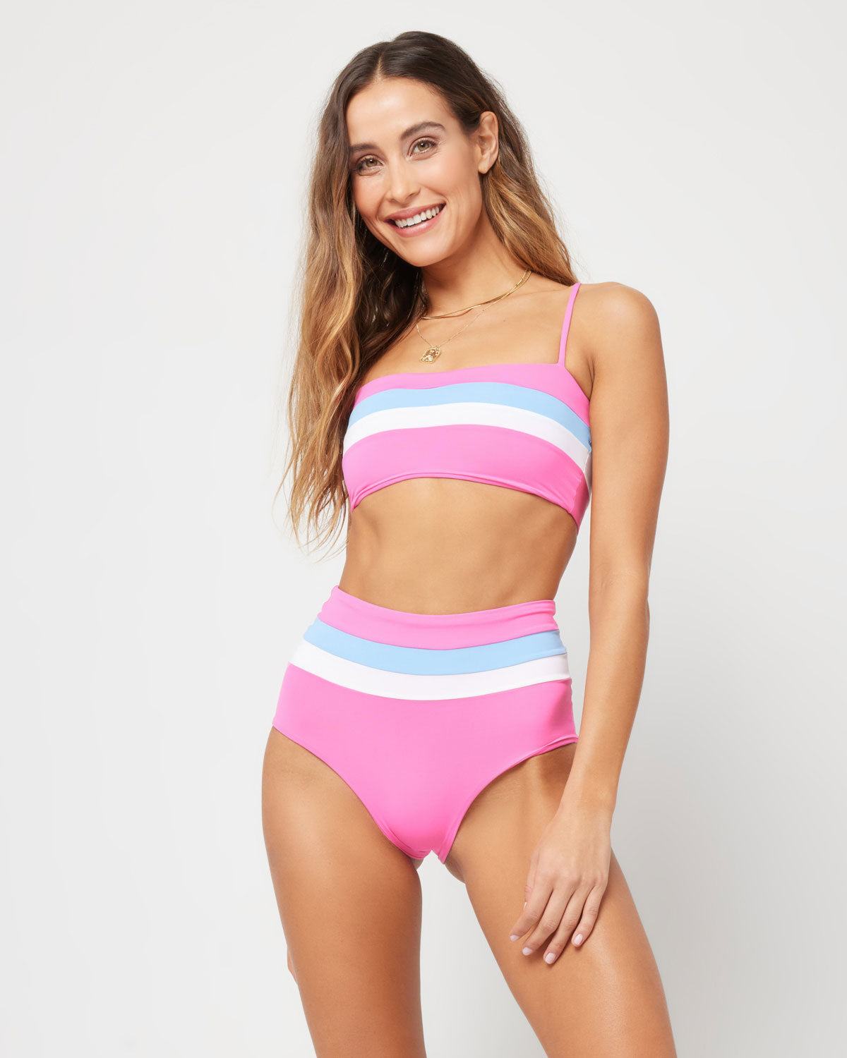 L.Space:Rebel Stripe Bandeau Bikini Top - BWA