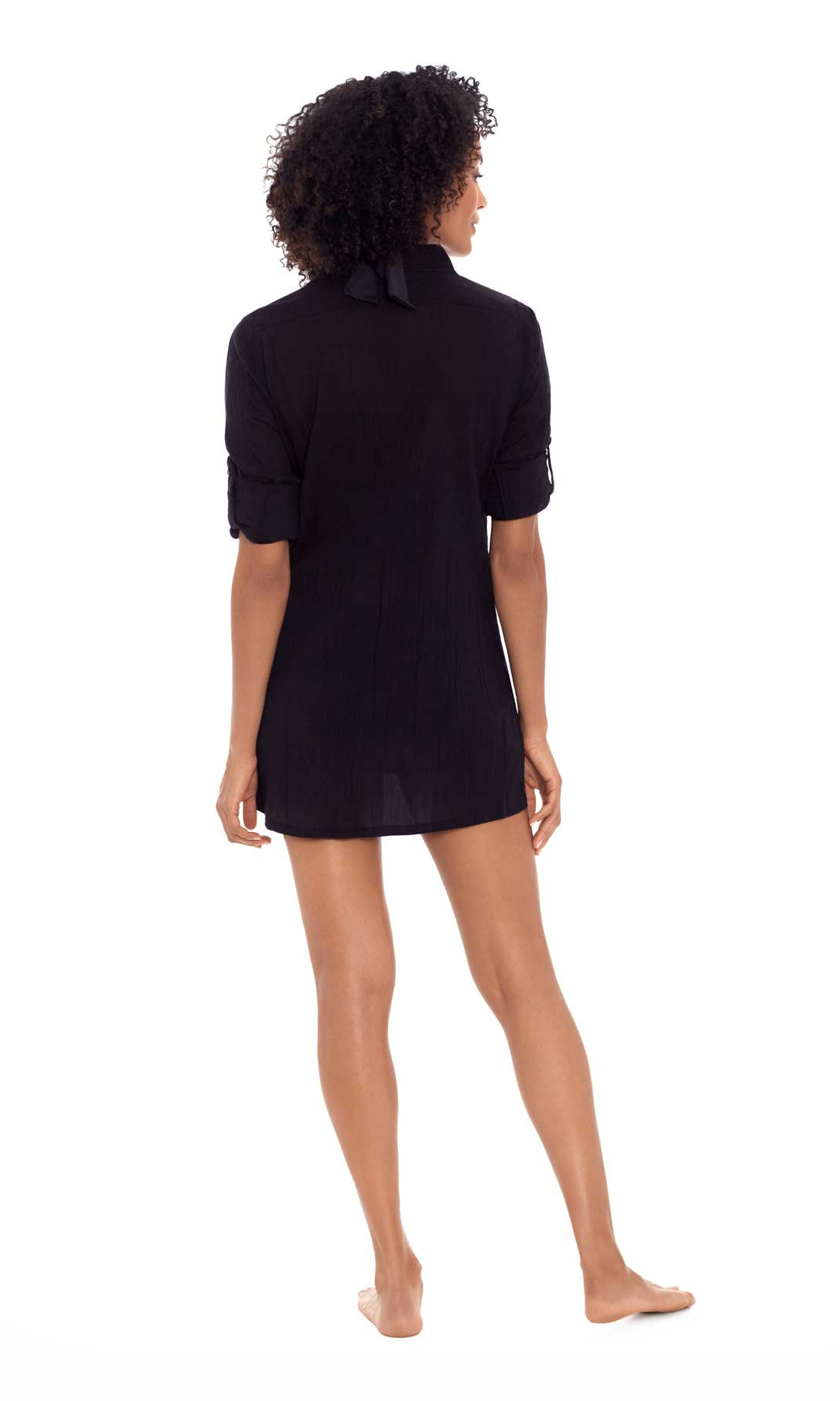 Lauren: Crushed Cotton Campshirt - BLACK
