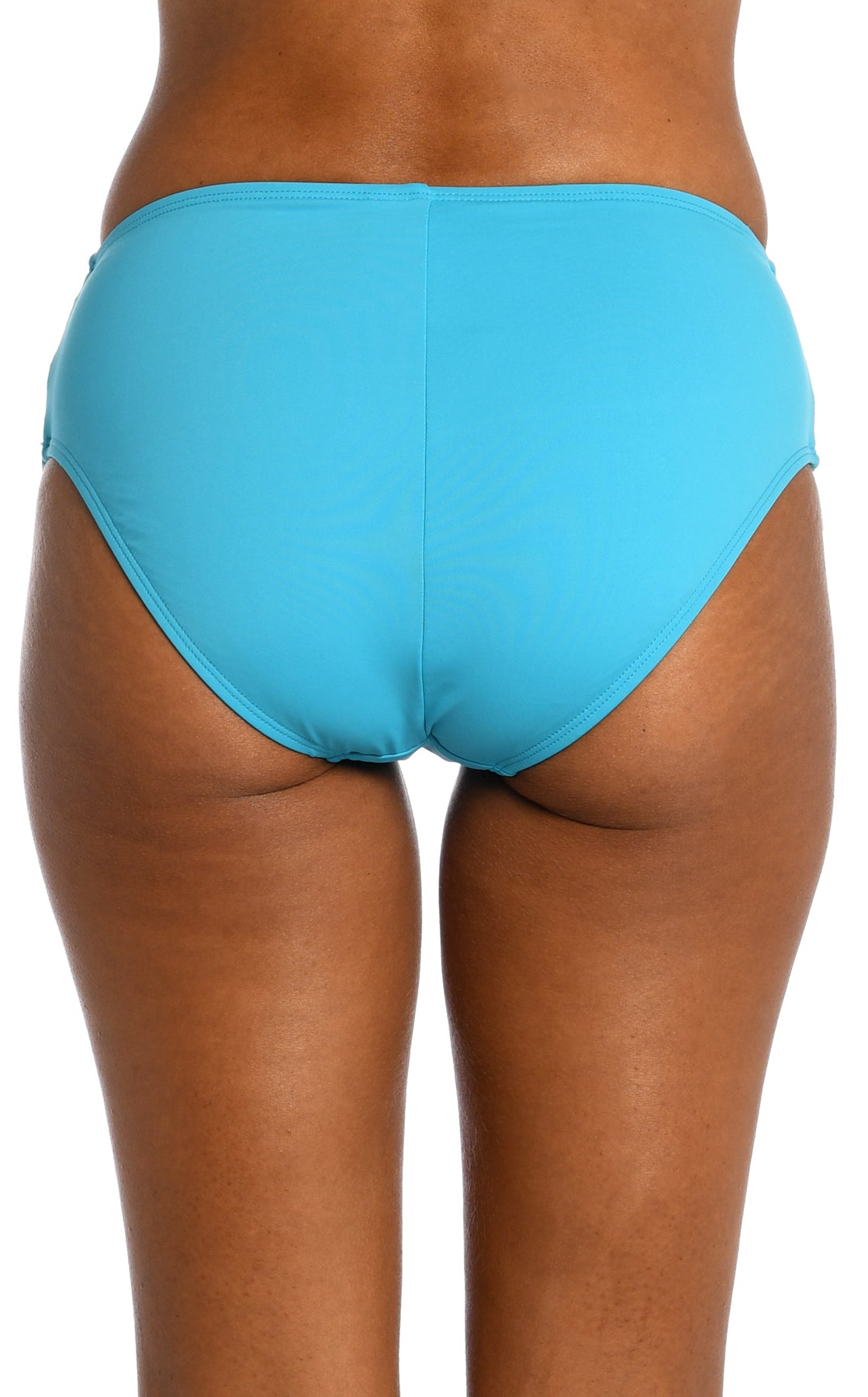 La Blanca: Island Goddess Solid Mid Waist Sash Bikini Bottom - AZUL