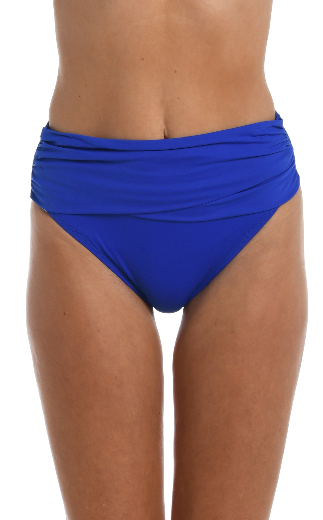La Blanca: Island Goddess Solid Mid Waist Sash Bikini Bottom - SAPPHIRE