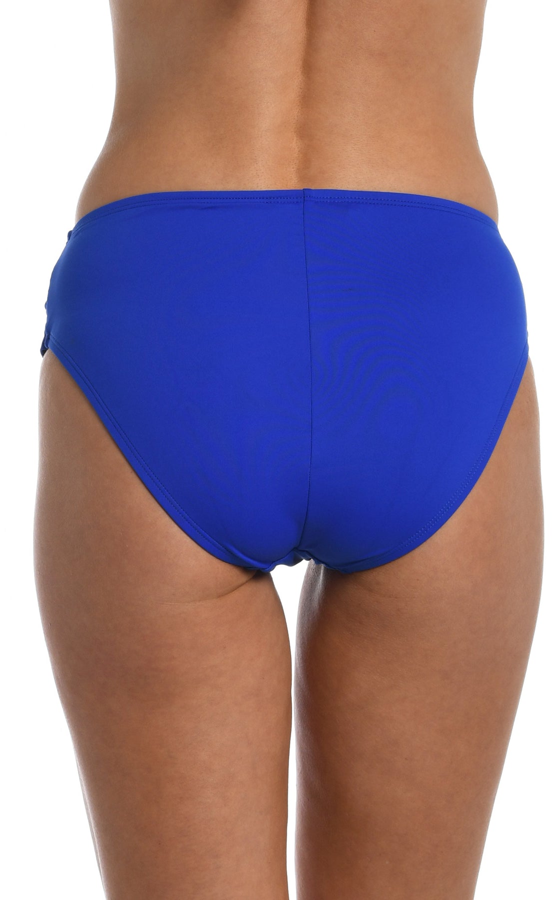 La Blanca: Island Goddess Solid Mid Waist Sash Bikini Bottom - SAPPHIRE