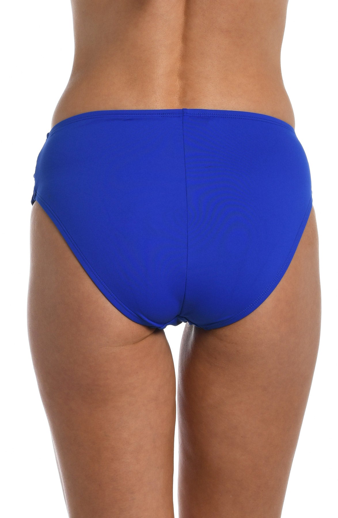 La Blanca: Island Goddess Solid Mid Waist Sash Bikini Bottom - SAPPHIRE