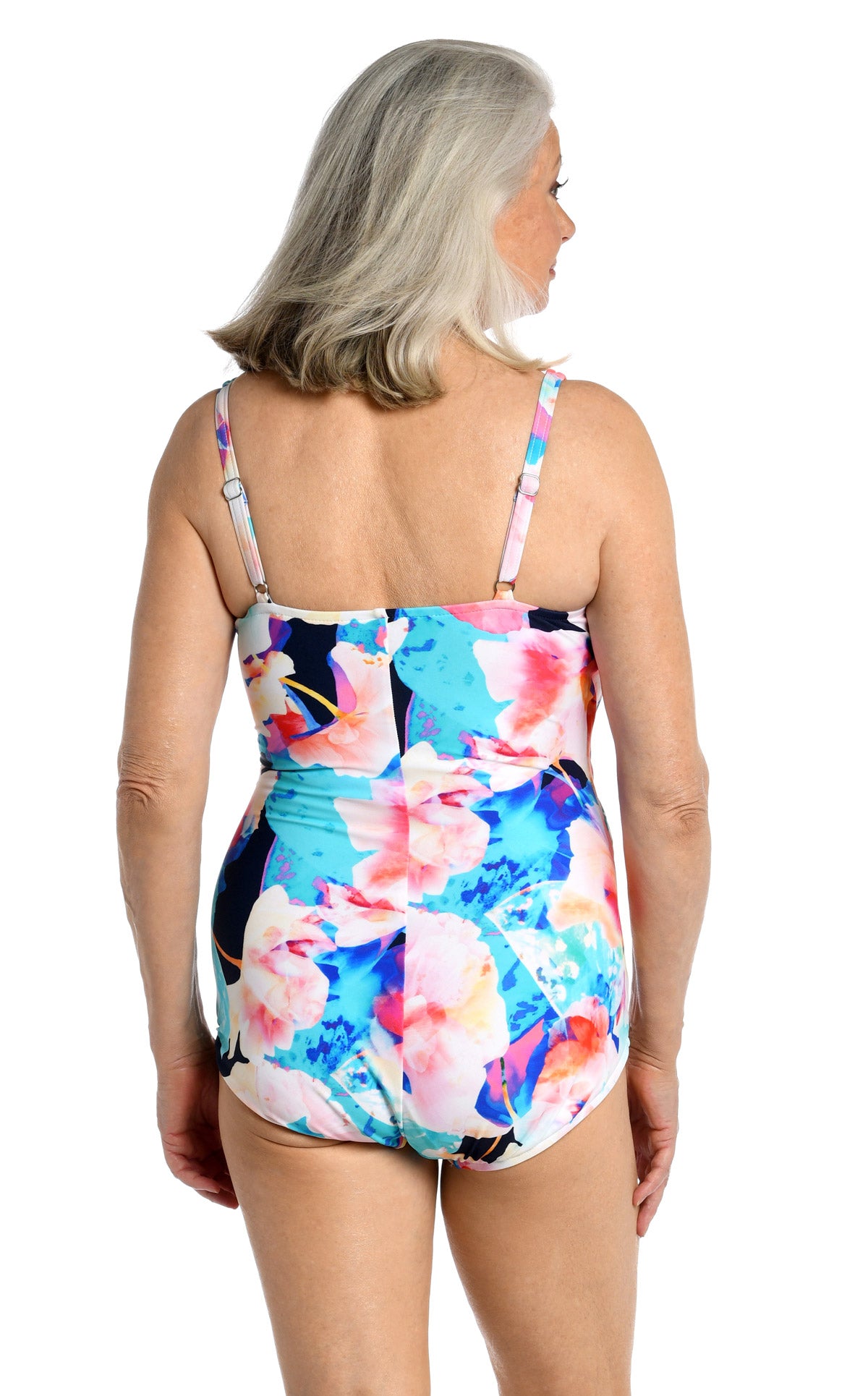 Maxine: One Piece Illusion Blossoms Shirred Surplice