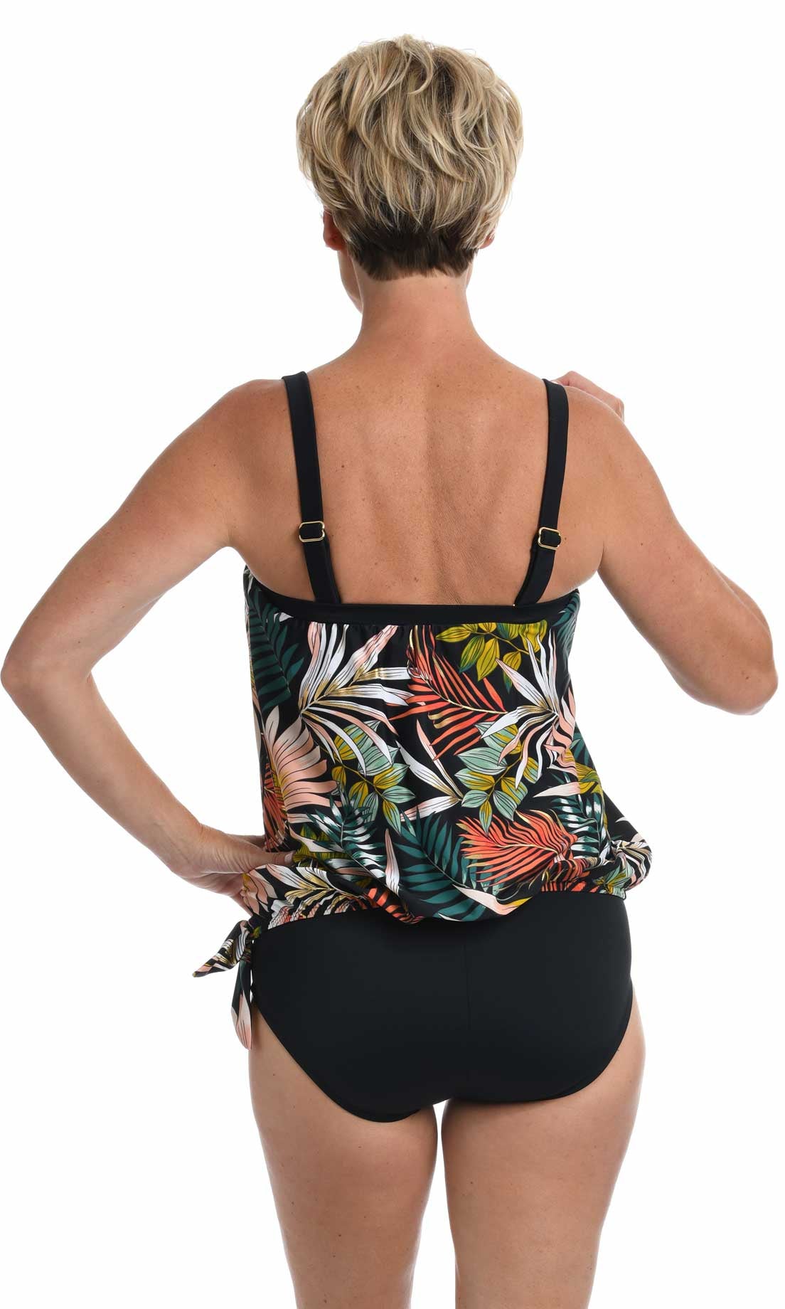 Maxine: Palms & Fronds Blouson Tankini Top