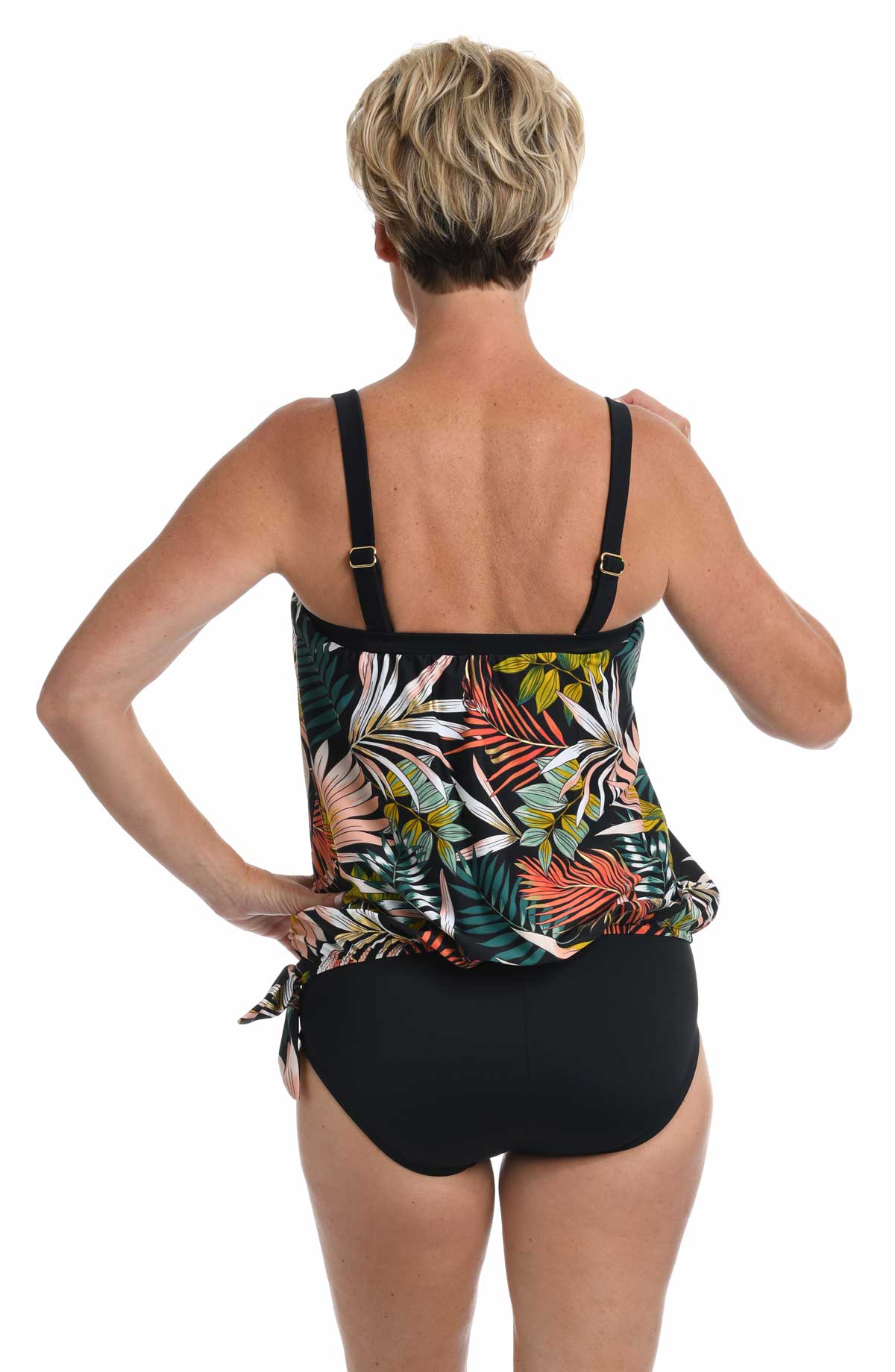 Maxine: Palms & Fronds Blouson Tankini Top