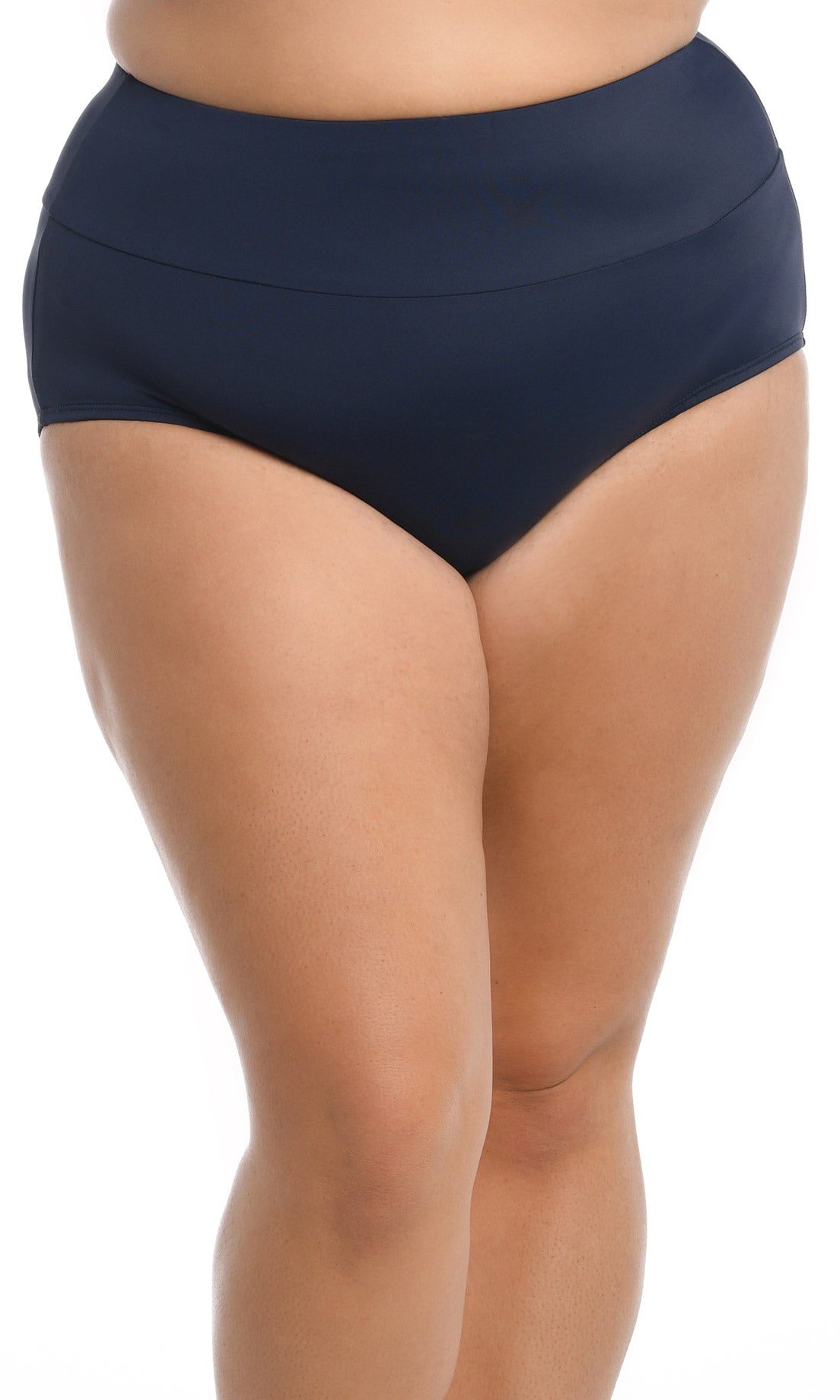 Maxine Plus Solid Wide Band Full Brief - INDIGO BLUE