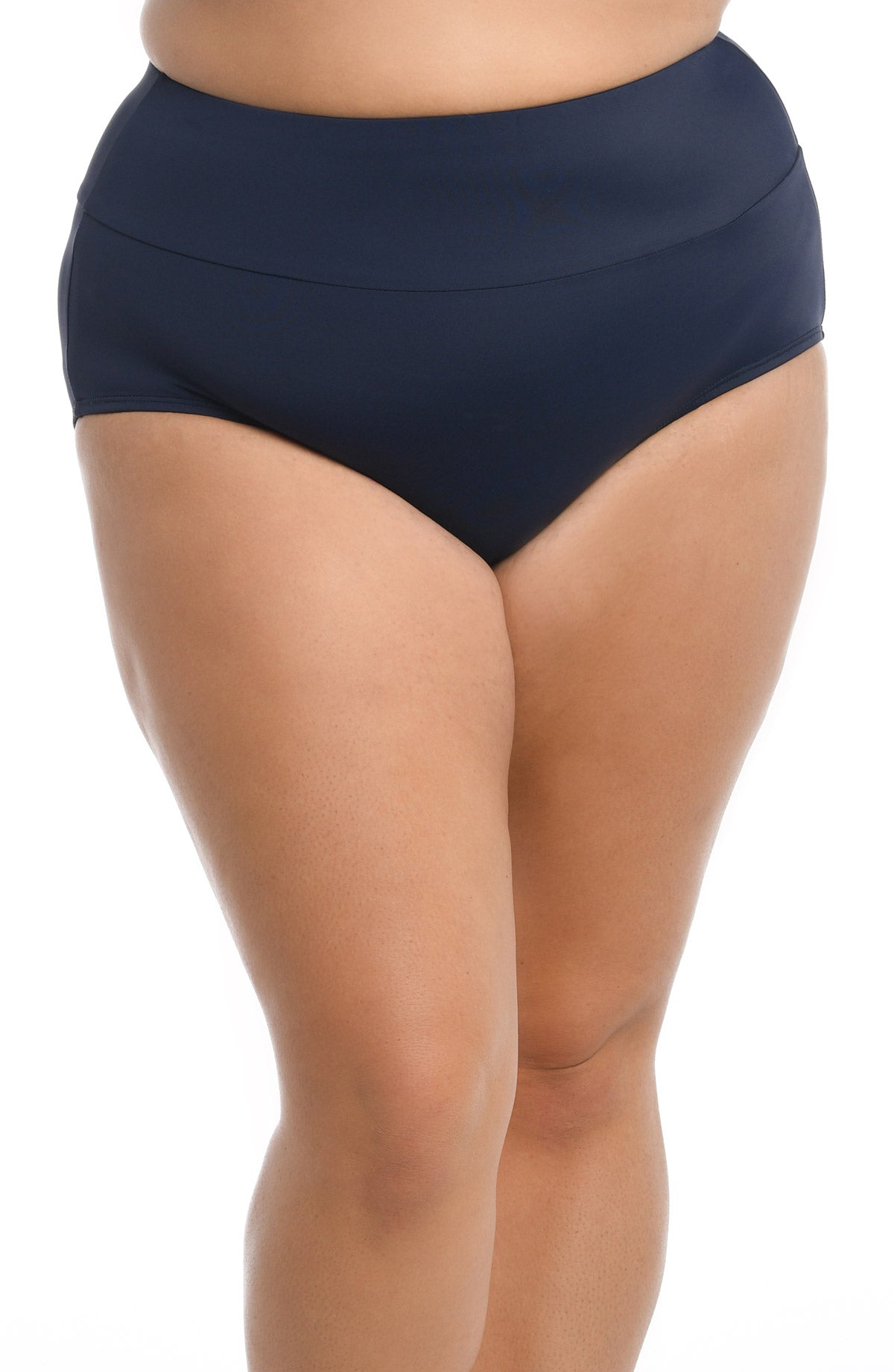 Maxine Plus Solid Wide Band Full Brief - INDIGO BLUE