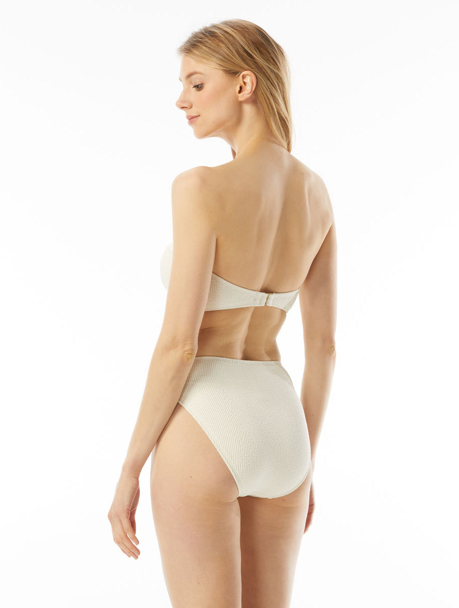 Michael Kors: Decadent Texture Ring Bandeau Bikini Top - BONE