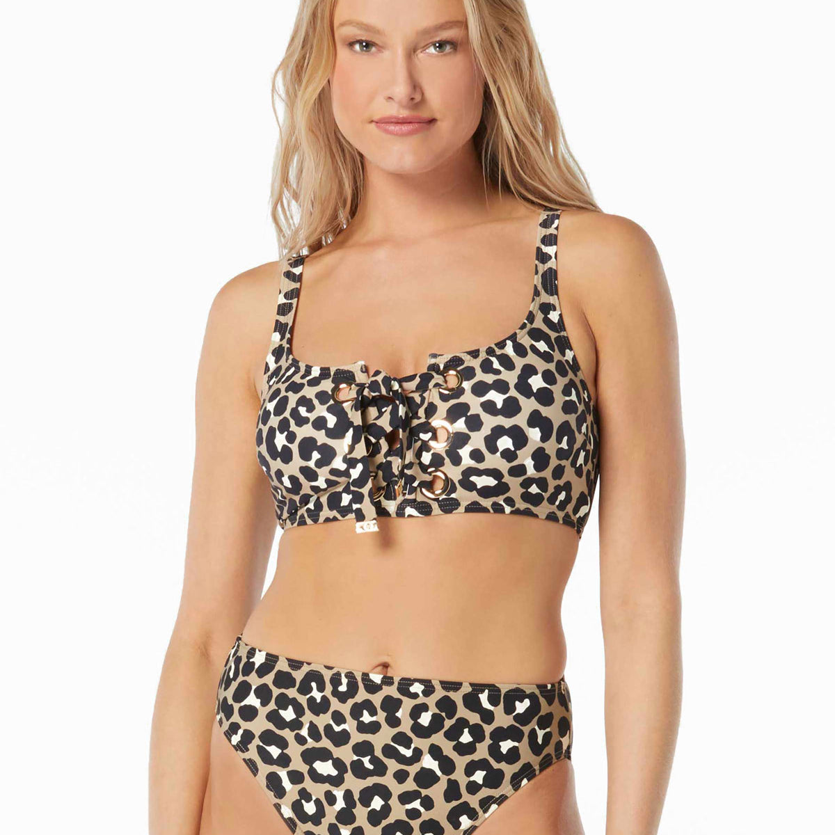 Michael Michale Kors: Graphic Cheetah Lace Up Bralette Top