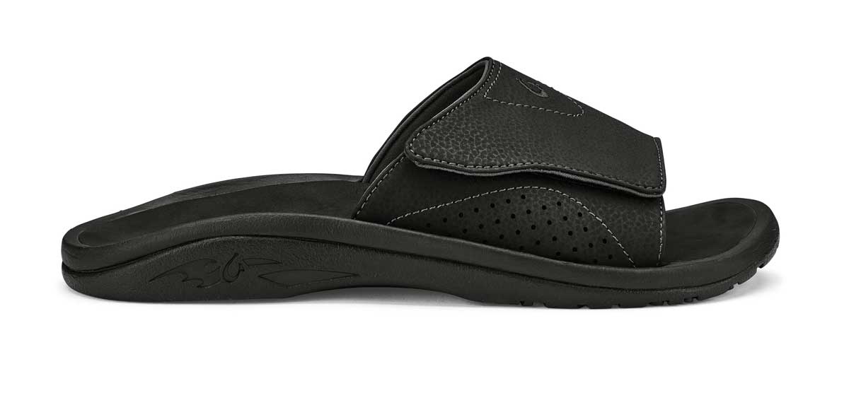 Olukai Men's Nalu Slide Sandals in Black/Black, alternate view