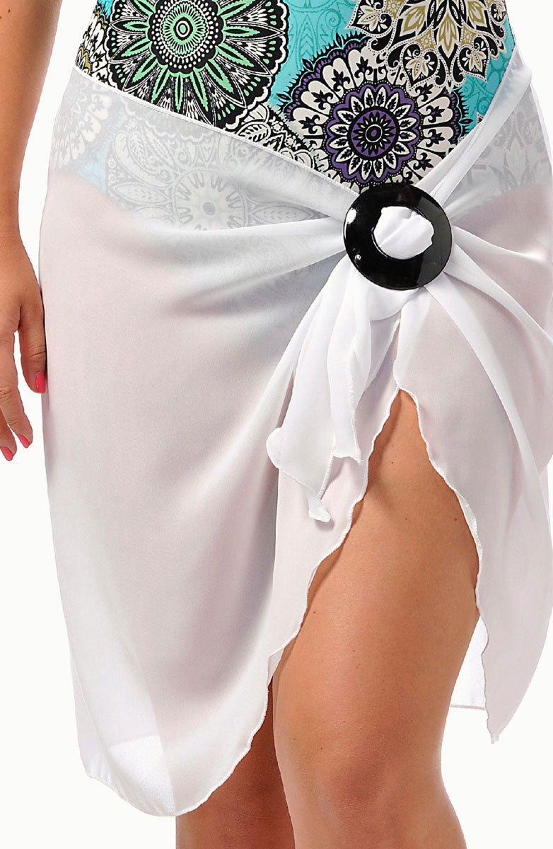 Rapz: Short Georgette Sarong - WHITE