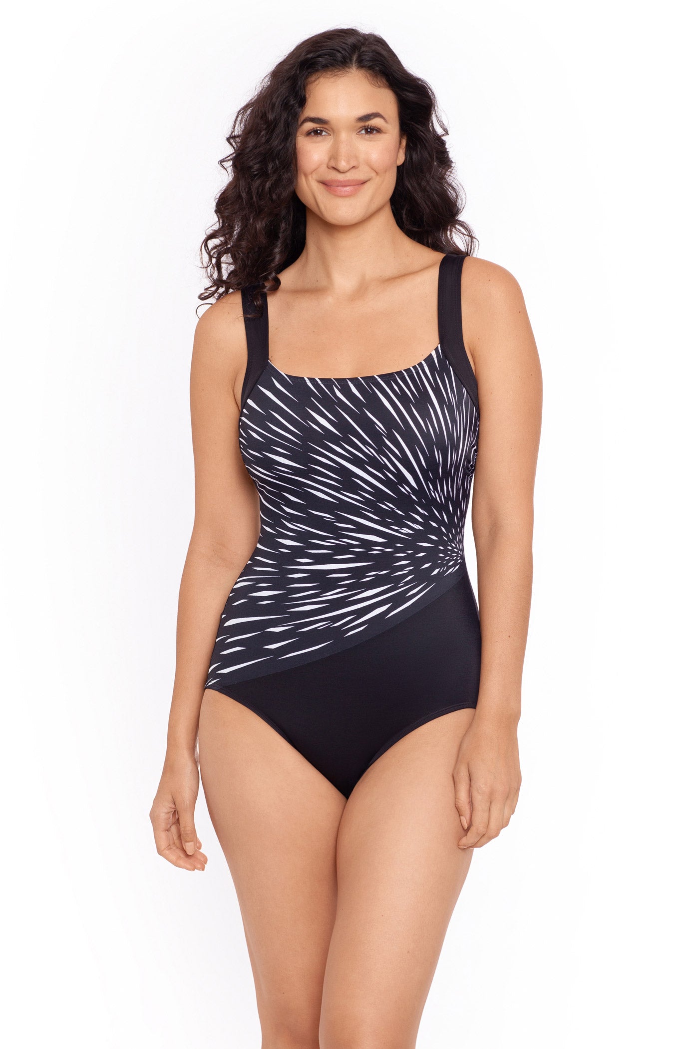 Reebok: One Piece Glass Cutter Scoop Neck Swimsuit