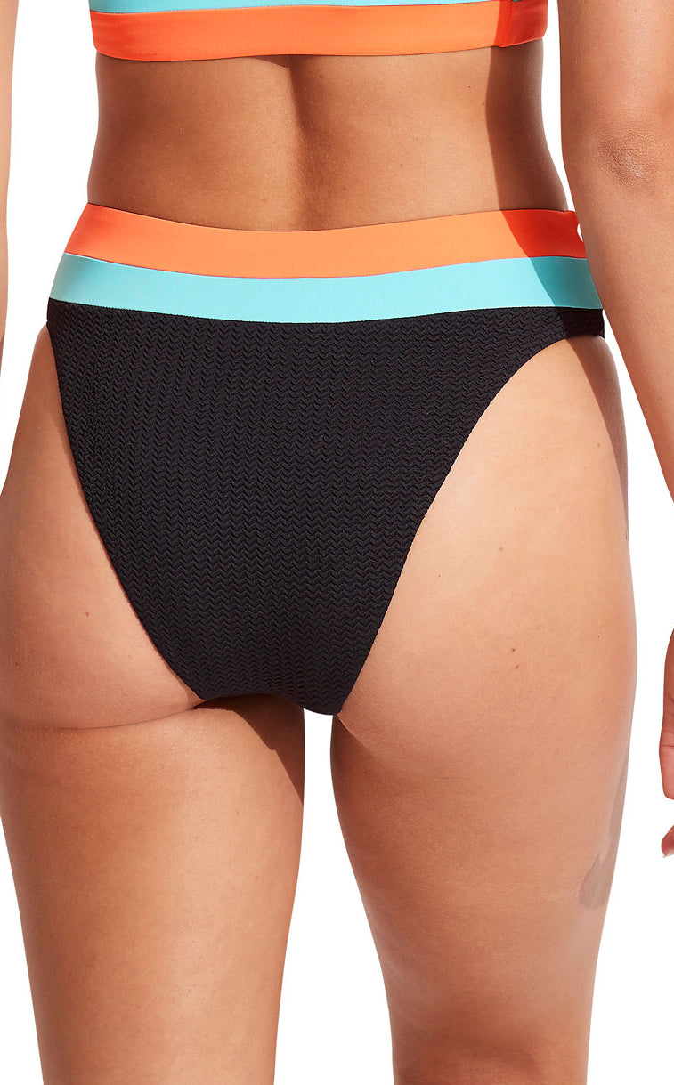 Seafolly: Slice Of Splice High Rise Bikini Bottom - BLACK